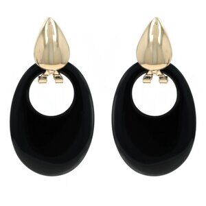 Yellow Gold Onyx Convertible Dangle Earrings 14k Door Knocker